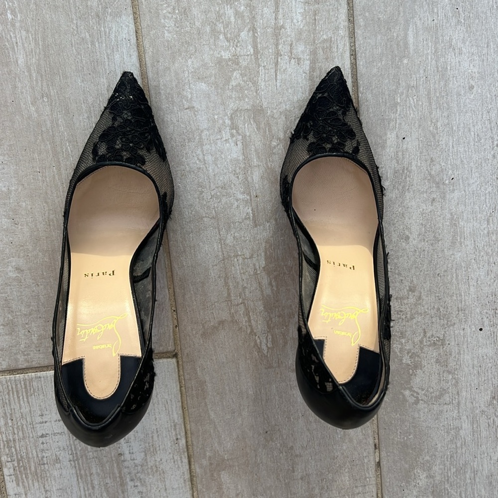 Christian Louboutin Black Lace Heels - Picture 6 of 9